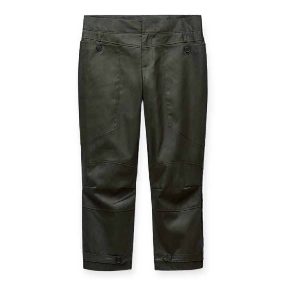 ZARA | Dark Khaki | WAXED CAPRI PANTS - Picture 2 of 11